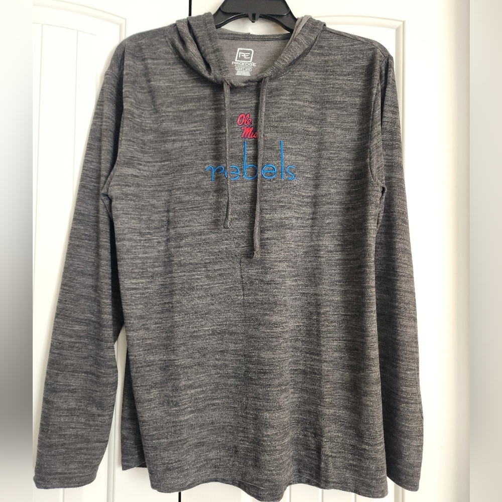 Ladys Pro Edge Gray Ole Miss Rebels Long Sleeve Hoodie